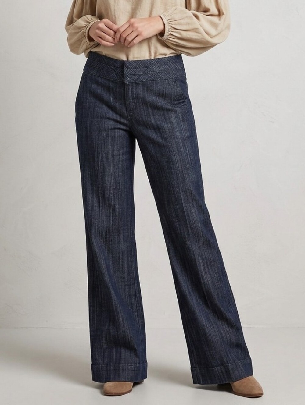 Maurices Black Denim Wide Leg Trouser Jeans Size 13/14 Classic